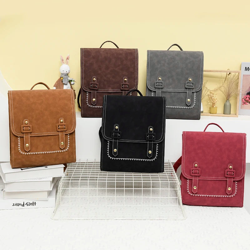 Preppy Style Women Leather Backpack