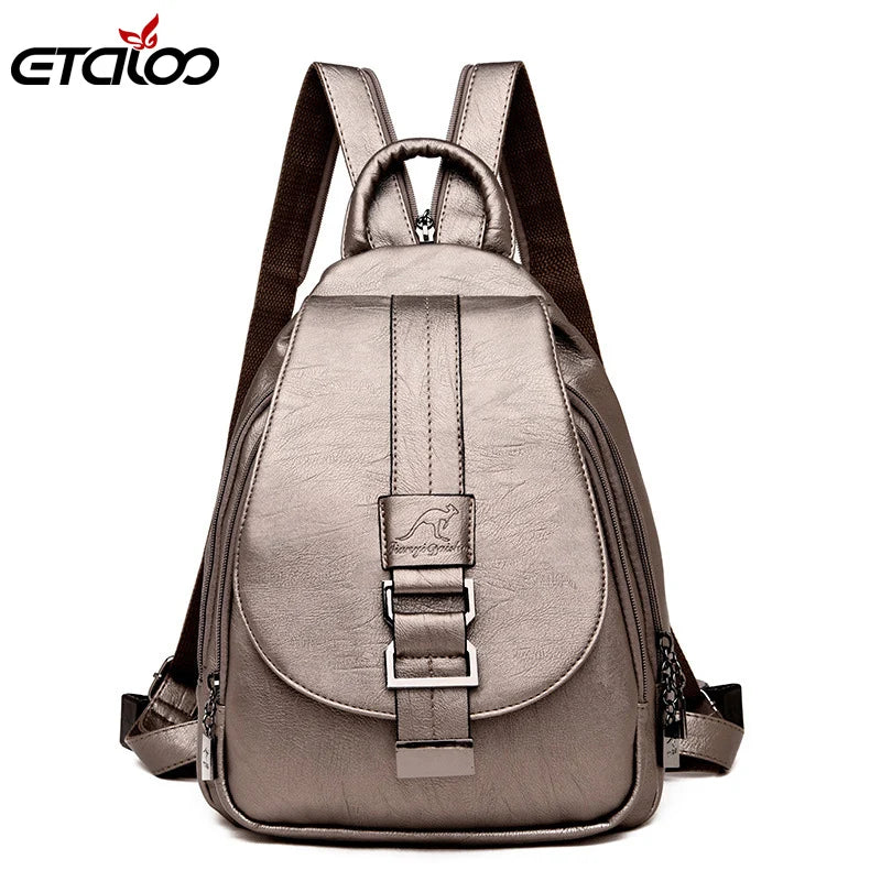 Women Leather Backpacks Female Shoulder Bag Travel Ladies Bagpack