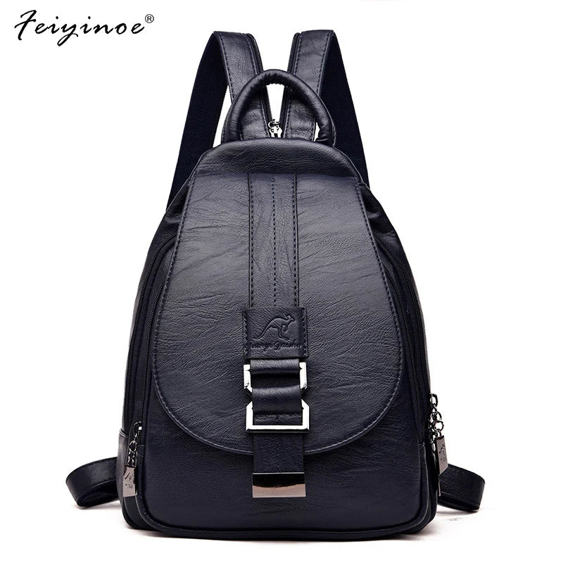Women Leather Backpacks Female Shoulder Bag Travel Ladies Bagpack