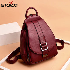 Women Leather Backpacks Female Shoulder Bag Travel Ladies Bagpack