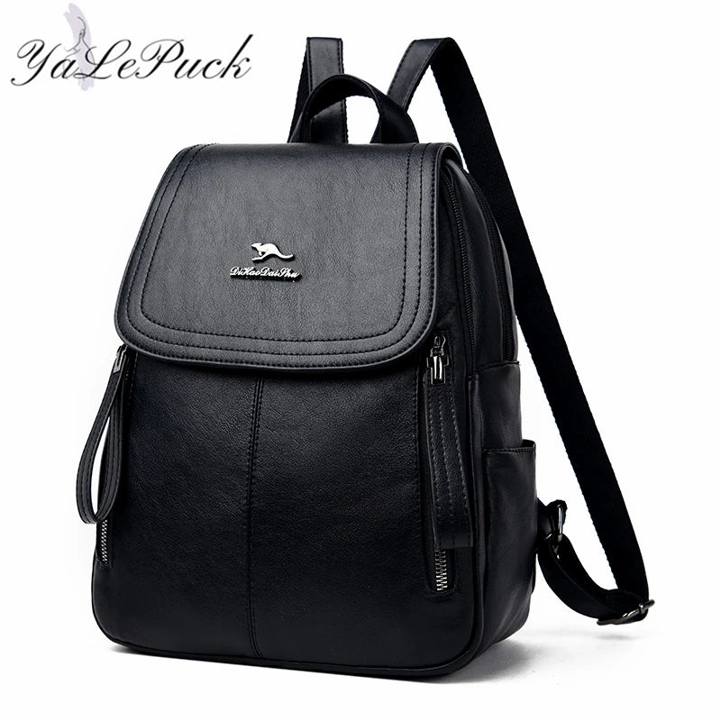 Vintage Leather Backpack for Women, School Bag for Girls