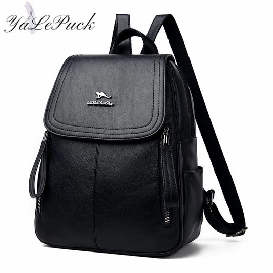 Vintage Leather Backpack for Women, School Bag for Girls
