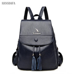 Vintage Leather Backpack Girls School Travel Bagpack Ladies Sac A Dos