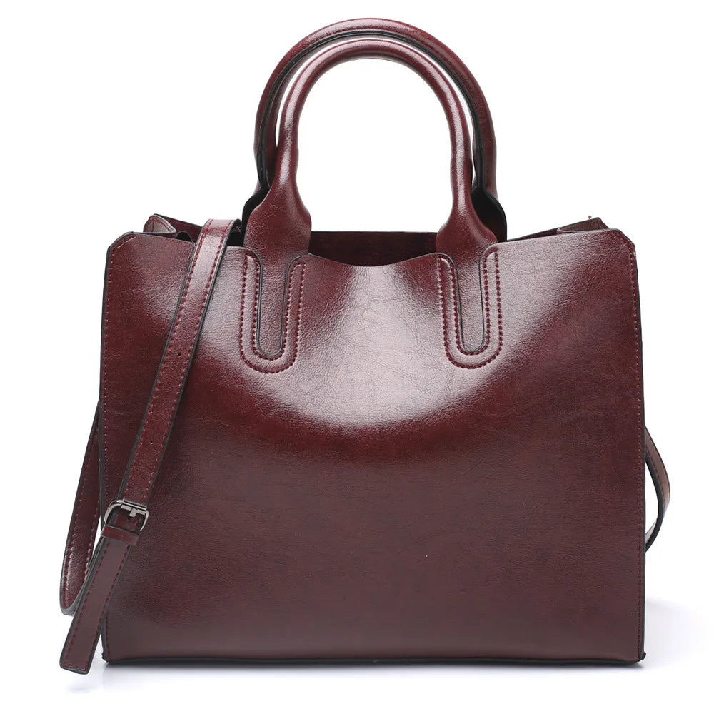 Women Leather Bags Vintage Handbag Casual Female Bag Tote Ladies Shoulder Bag