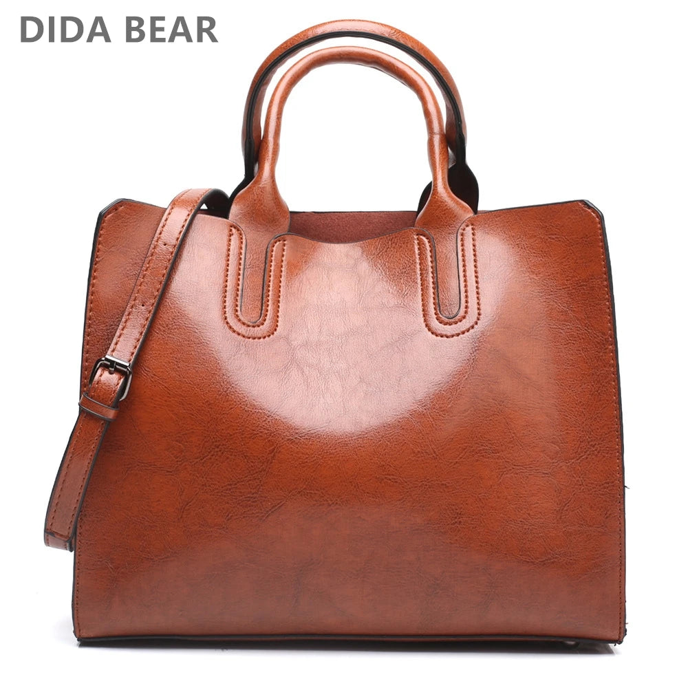 Women Leather Bags Vintage Handbag Casual Female Bag Tote Ladies Shoulder Bag
