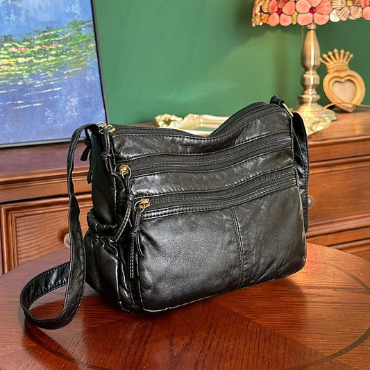 Women Leather Handbags Cell Phone Pocket Lady Female Shoulder Messenger Bag