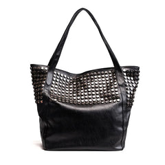Women Leather Shoulder Bag Rivet Casual Female Tote Handbag