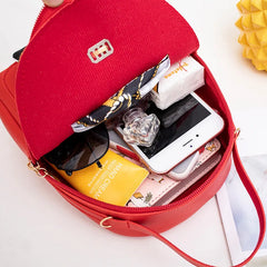 Women Leather Small Backpack Silk Scarf Travel Crossbody Shoulder Bags