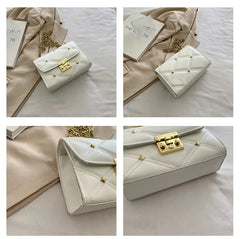 Crossbody Bag PU Leather Shoulder Bag Rivet Lock Messenger Bag