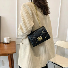 Crossbody Bag PU Leather Shoulder Bag Rivet Lock Messenger Bag