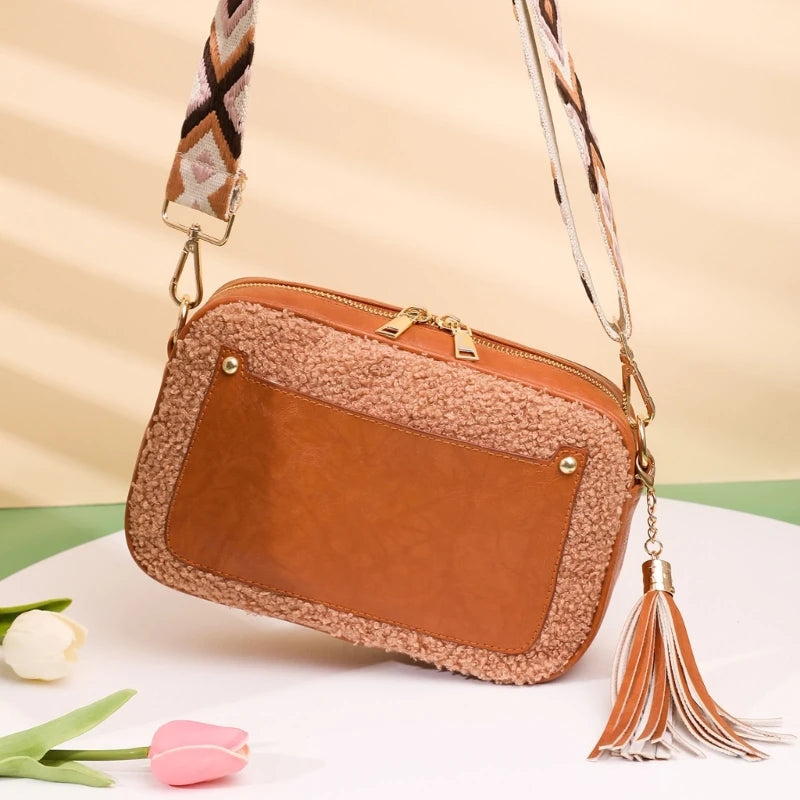 Leopard Guitar Strap Crossbody Bag Shoulder Handbag Winter Purse for Girls