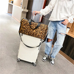 Leopard Shoulder Bag Foldable Travel Bag Large Capacity Handbags