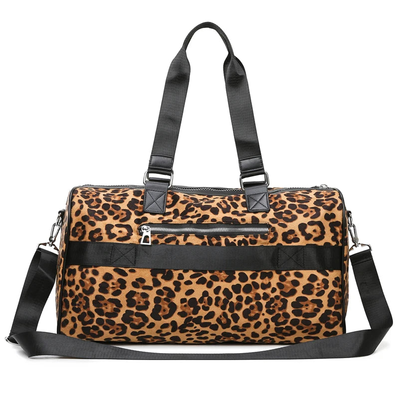 Leopard Shoulder Bag Foldable Travel Bag Large Capacity Handbags