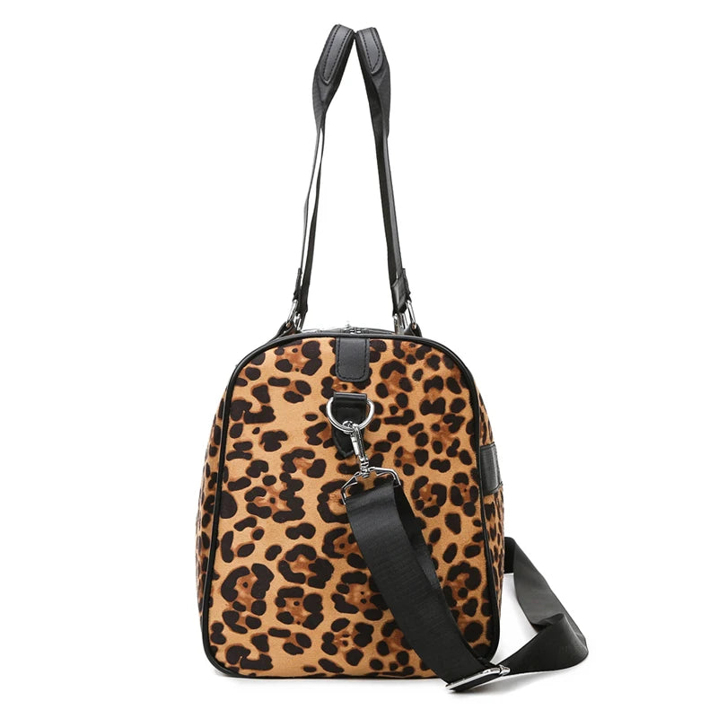 Leopard Shoulder Bag Foldable Travel Bag Large Capacity Handbags