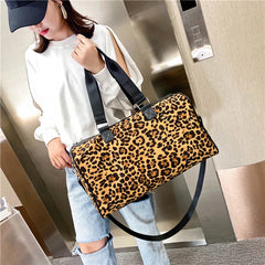 Leopard Shoulder Bag Foldable Travel Bag Large Capacity Handbags