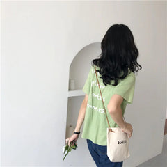 Women Letter Canvas Handbags Girl Harajuku All Match Messenger Bag Student