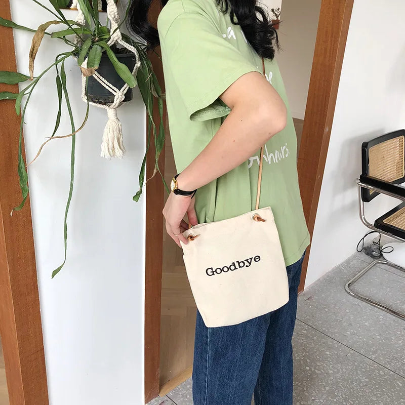 Women Letter Canvas Handbags Girl Harajuku All Match Messenger Bag Student