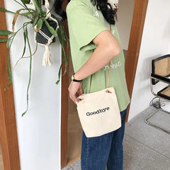 Women Letter Canvas Handbags Girl Harajuku All Match Messenger Bag Student