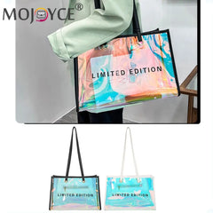 Women PVC Transparent Travel Shoulder Bag Summer Beach Tote