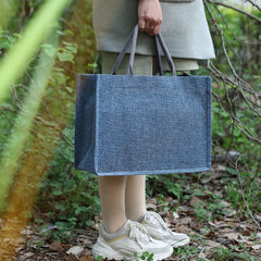 Women Linen Tote Bag Large Capacity Handbag Shopping Bag Solid Casual Beach Bag