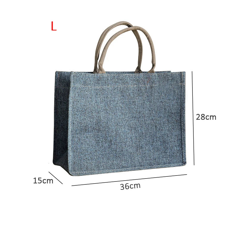 Women Linen Tote Bag Large Capacity Handbag Shopping Bag Solid Casual Beach Bag
