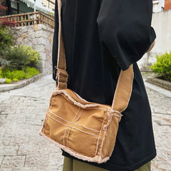 Women Canvas Shoulder Bag Retro Crossbody Zipper Purse