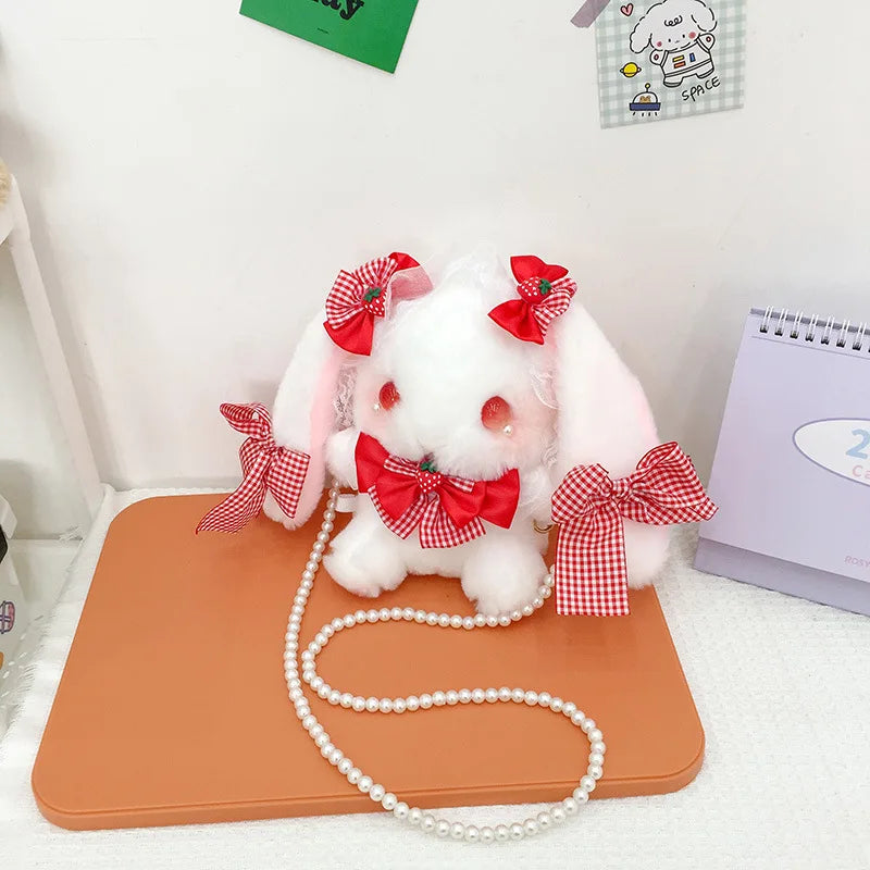 Lolita Shoulder Plush Bag with Lace Bow