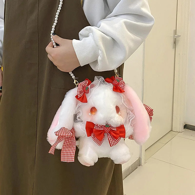 Lolita Shoulder Plush Bag with Lace Bow
