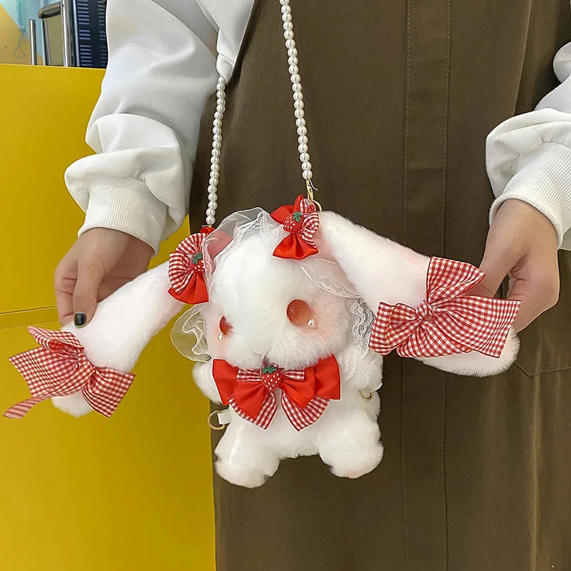 Lolita Shoulder Plush Bag with Lace Bow
