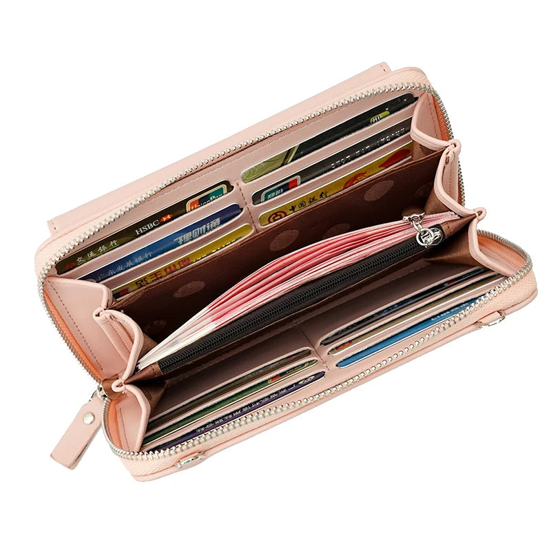 Women Long PU Wallet Mini Leather Handbag Female Clutch Purse Lady Strap
