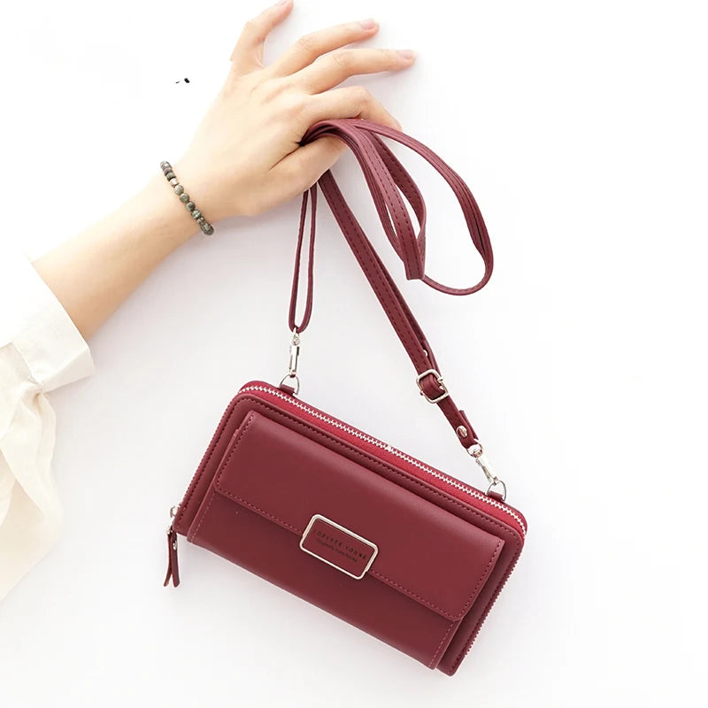 Women Long PU Wallet Mini Leather Handbag Female Clutch Purse Lady Strap