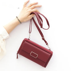 Women Long PU Wallet Mini Leather Handbag Female Clutch Purse Lady Strap