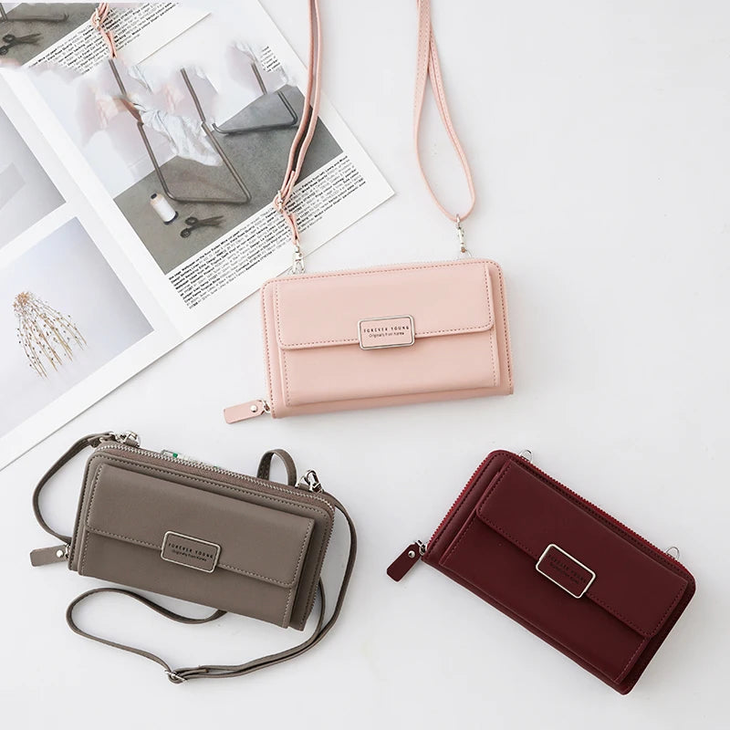 Women Long PU Wallet Mini Leather Handbag Female Clutch Purse Lady Strap