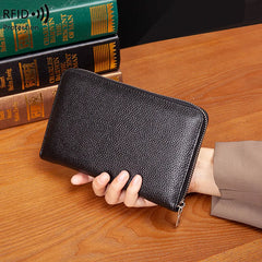 Multifunctional Leather Passport Wallet Large Capacity Clutch Handbag