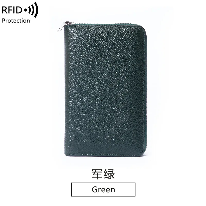 Multifunctional Leather Passport Wallet Large Capacity Clutch Handbag