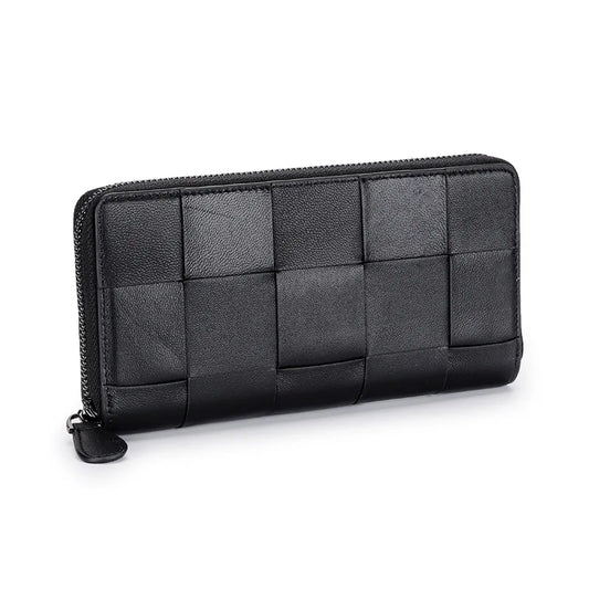 Women Sheepskin Phone Purse Knitting Zipper Wallet Ladies Clutch Purses