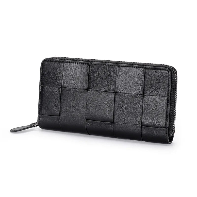 Women Sheepskin Phone Purse Knitting Zipper Wallet Ladies Clutch Purses