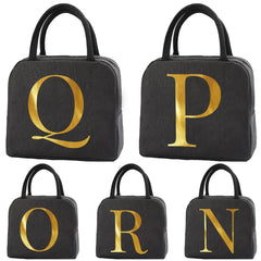 Thermal Insulated Lunch Bag Initials Series Handbag Food Cooler Storage