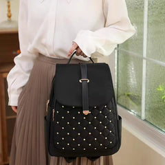 Embroidered Rivet Backpack Sweet College Style School Bag