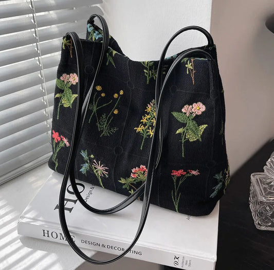 Women Large Flowers Tote Bag High-quality Fabric Women's Handbag