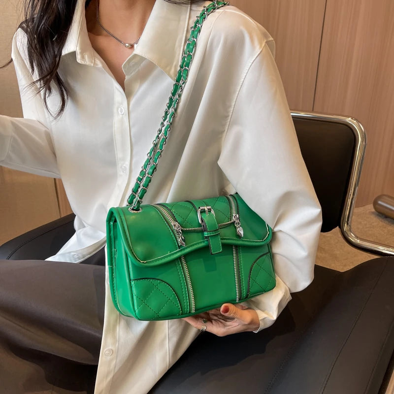 Green Leather Chain Women Handbag Shoulder Bag Messenger Bags Briefcase
