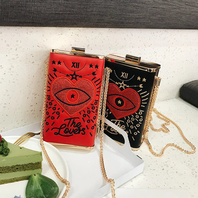 Embroidered Eyes Love Chain Messenger Evening Party Bag