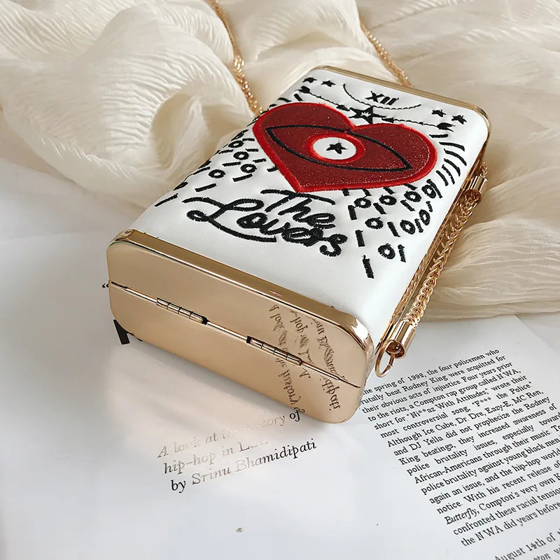 Embroidered Eyes Love Chain Messenger Evening Party Bag
