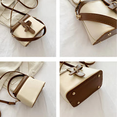 Vintage Design Women Leather Crossbody Bucket Bag