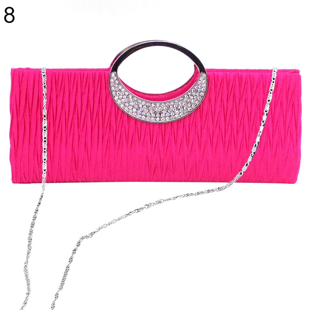 Rhinestone Satin Evening Bag Clutch Handbag