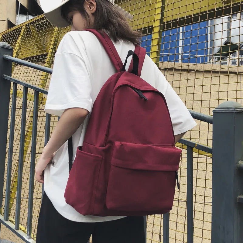 Canvas Backpack Student School Bags Teenagers Large Capacity