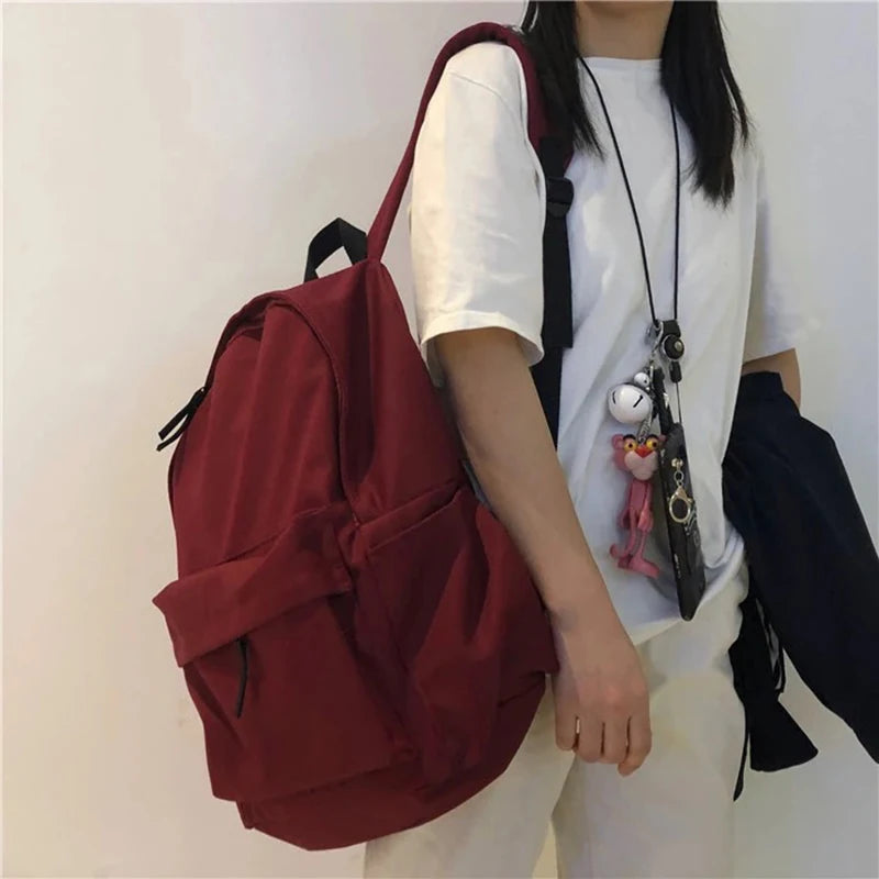 Canvas Backpack Student School Bags Teenagers Large Capacity