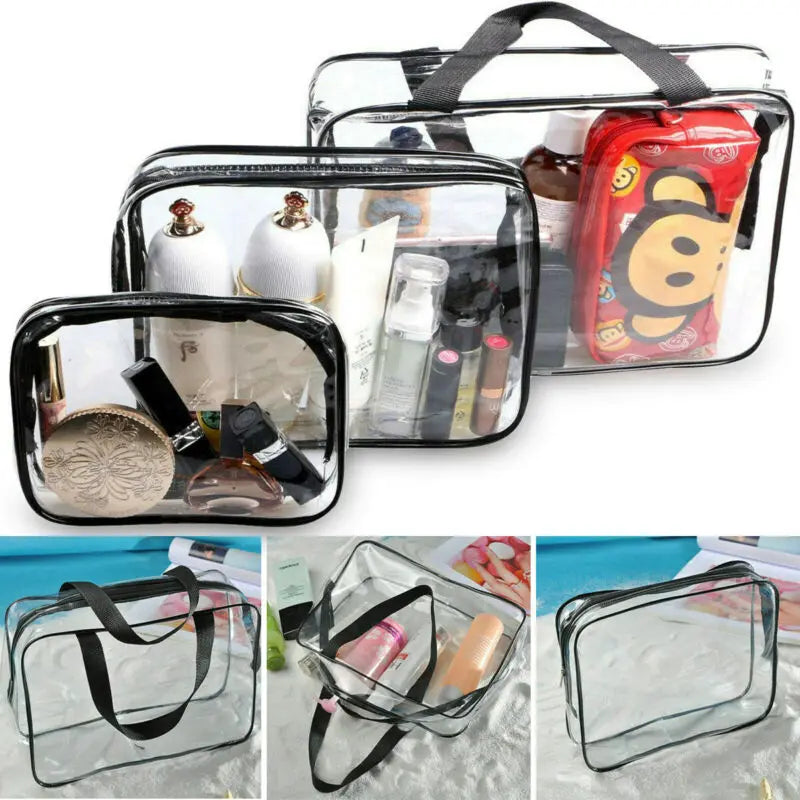Women Men Clear PVC Jelly Travel Cosmetic Makeup Bag Tote