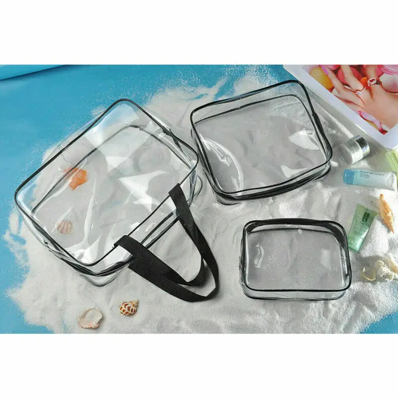Women Men Clear PVC Jelly Travel Cosmetic Makeup Bag Tote
