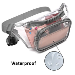 Clear Double-Layer Zippers Waist Bag Waterproof Adjustable Straps Pack